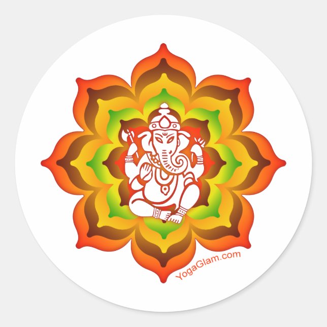 Ganesh in Lotus Classic Round Sticker (Front)