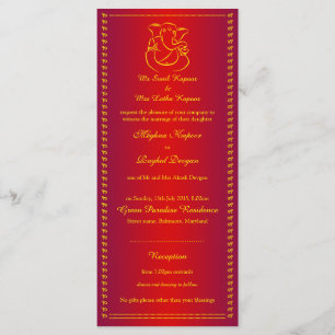 Ganesh Indian God Red Wedding Rack Cards