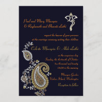 Ganesh Jewelled Gold Silver Paisley Hindu Wedding