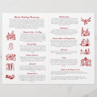 Ganesh Red Hindu Mariage Ceremony Programme plié