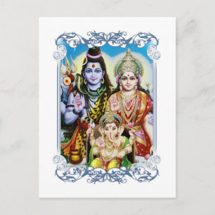Ganesh, Shiva and Parvati, Lord Ganesha, Durga Postcard