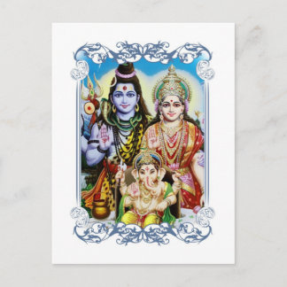 Ganesh, Shiva and Parvati, Lord Ganesha, Durga Postcard