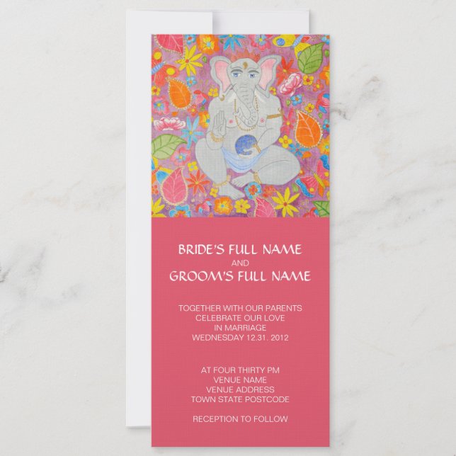 Ganesh Wedding Invitation pink (Front)