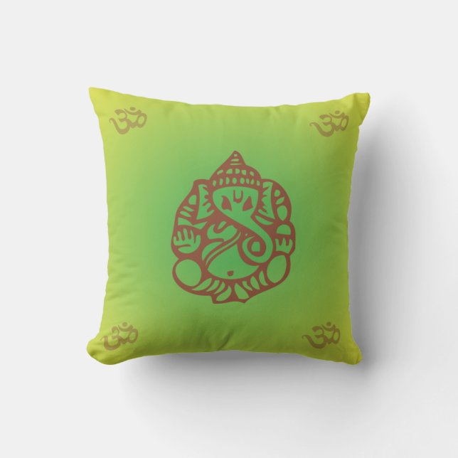 Ganesh Yoga Pillow green/yellow (Front)
