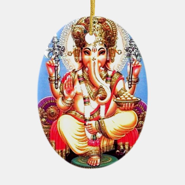 Ganesha (गणेश) Indian Elephant Ceramic Ornament (Front)