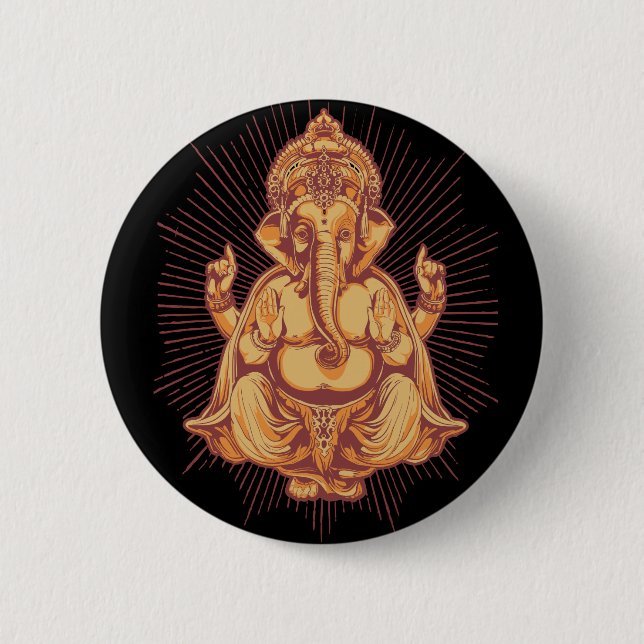 Ganesha 2 Inch Round Button (Front)