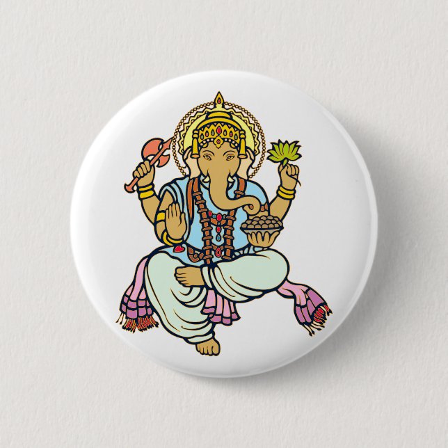 Ganesha 2 Inch Round Button (Front)