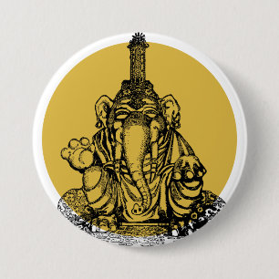 Ganesha 3 Inch Round Button