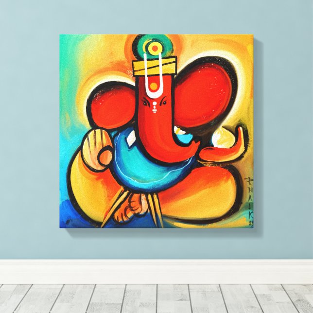 Ganesha abstract canvas print (Insitu(Wood Floor))