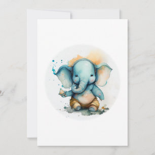 ganesha as cute blue baby elephant holiday card