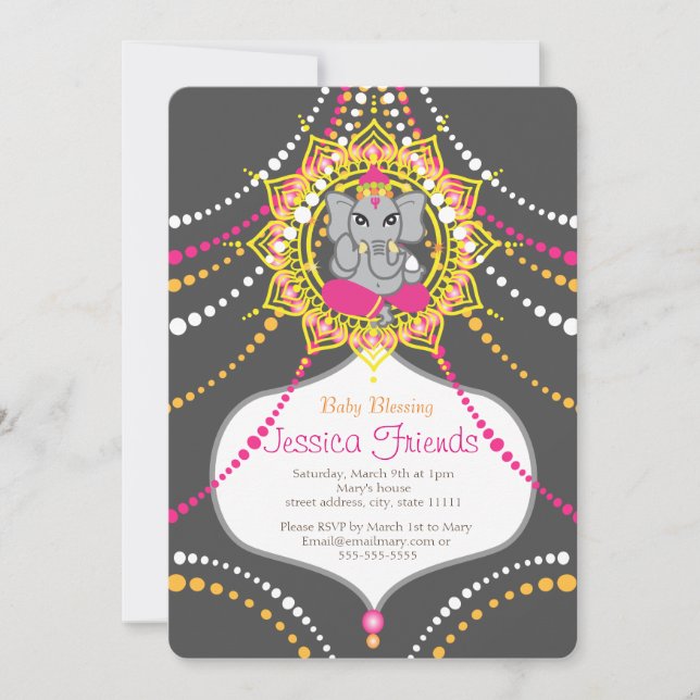 Ganesha Baby shower 5" x 7" invitation card (Front)