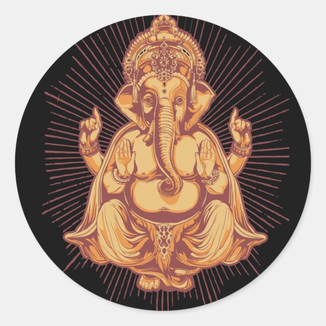 Ganesha Classic Round Sticker (Front)