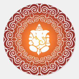 Ganesha Decorative Design Classic Round Sticker
