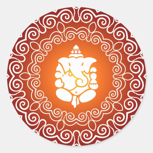 Ganesha Decorative Design Classic Round Sticker (Front)