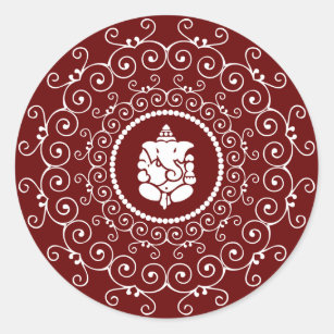 Ganesha Design Classic Round Sticker