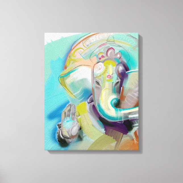 Ganesha - elephant buddha - art print on canvas (Front)