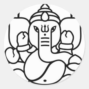 Ganesha Elephant No. 3 (black white) Classic Round Sticker