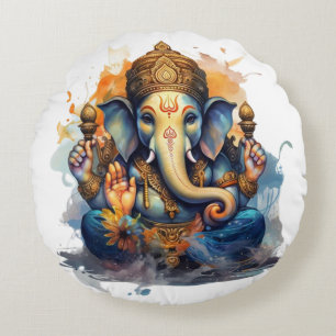 Ganesha, ganesh, ganapati remover of obstacles #2 round pillow
