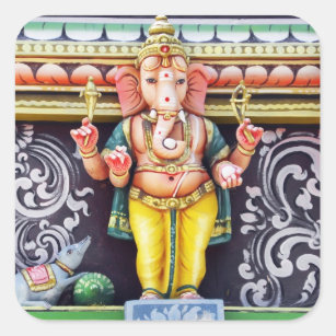 Ganesha God Statue Square Sticker