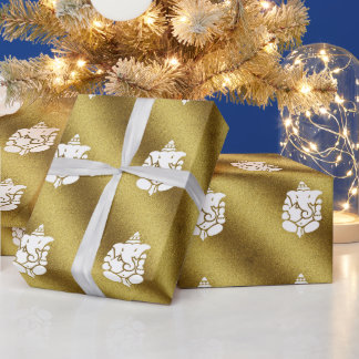 Ganesha Golden Glitter Design Wrapping Paper