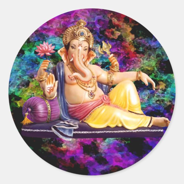 Ganesha Greeting Cards, Stickers, Postcards Classic Round Sticker (Front)