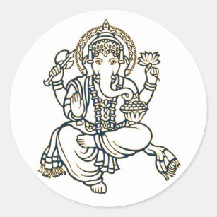Ganesha Hindu Deity God Classic Round Sticker