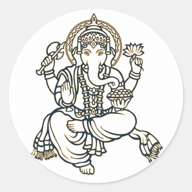 Ganesha Hindu Deity God Classic Round Sticker (Front)