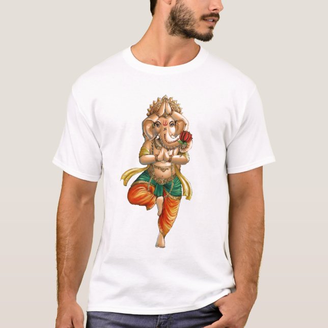 Ganesha in a Vrksasana (Tree) Yoga Pose T-Shirt (Front)