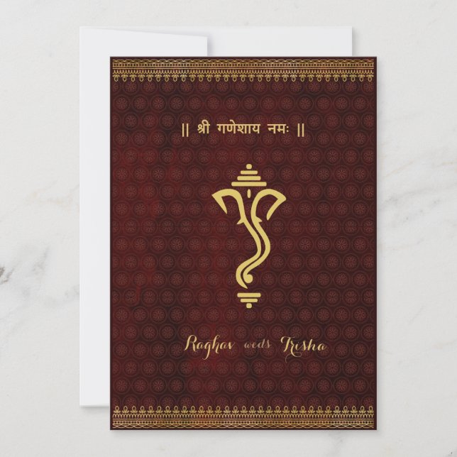 ganesha indian hindu wedding Invitation (Front)