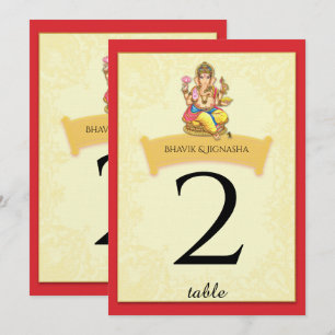 Ganesha Indian Wedding Table Number
