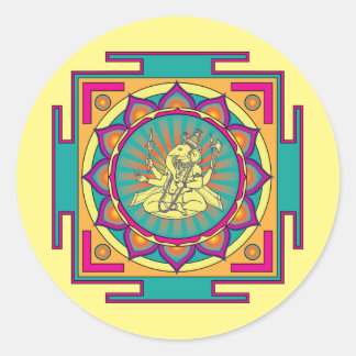 Ganesha Mandala Classic Round Sticker