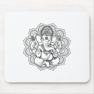 Ganesha Mandala Hindu God Hinduism Yoga Gift _1 Mouse Pad