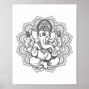 Ganesha Mandala Hindu God Hinduism Yoga Gift _1  Poster