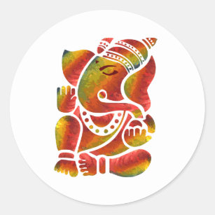 Ganesha Multicolor Painting Classic Round Sticker