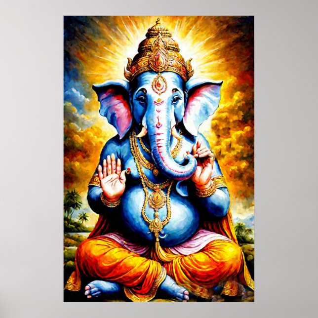 Ganesha Poster - Hindu God of Happiness Wall Art (Front)
