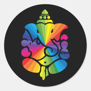Ganesha Rainbow Sign Classic Round Sticker