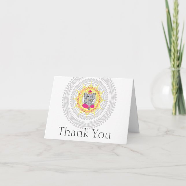 Ganesha thank you card-pink card (Front)