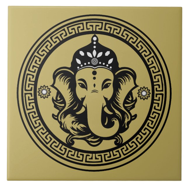 Ganesha Themed Hindu Art Print Tile (Front)