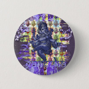 GANESHA violet paint splatter 2 Inch Round Button