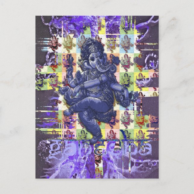 GANESHA | violet paint splatter Postcard (Front)
