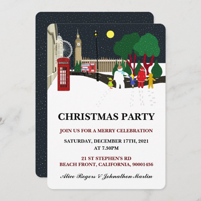 Gang de Noël à Londres Invitation (Devant / Derrière)