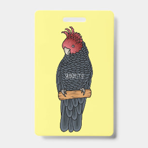 Gang gang cockatoo bird cartoon illustration badge
