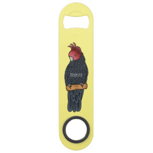 Gang gang cockatoo bird cartoon illustration bar key