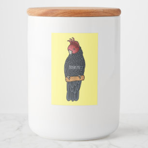 Gang gang cockatoo bird cartoon illustration food label