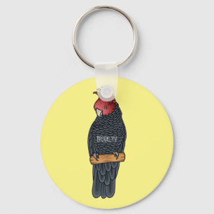 Gang gang cockatoo bird cartoon illustration keychain