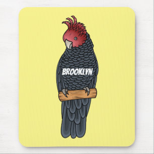Gang gang cockatoo bird cartoon illustration mouse pad