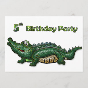 Gang Green Gator 5th Birthday Invitation