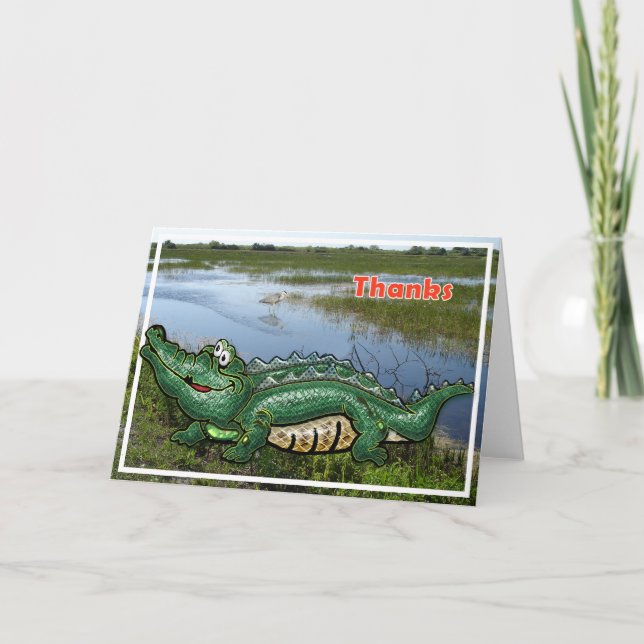 Gang Green Gator in the Glades Thanks Thank You Card (Front)