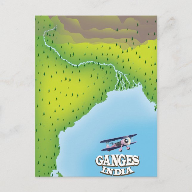 Ganges India map travel poster Postcard (Front)
