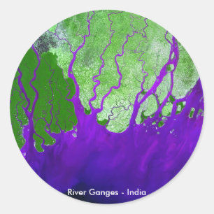 Ganges River Delta Satellite Image - India Classic Round Sticker